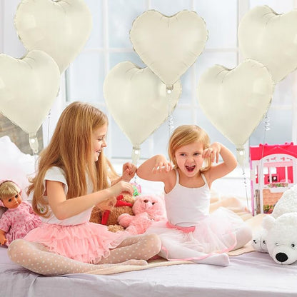 12 Pcs Cream Heart Balloons, 18 Inch Heart Foil Balloons Love Balloon Valentine - Image 3