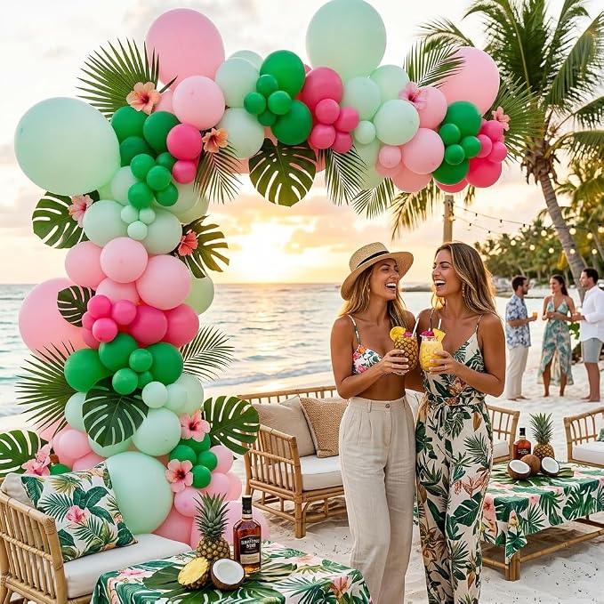 Pink and Green Balloons, 12 Inch Hot Pink Sage Green Balloons - Image 5