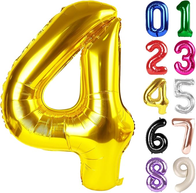 4 Balloon - Gold Birthday Number Balloons, 40 Inch Decorations Men Women | Gold by ALPHADELTAPI