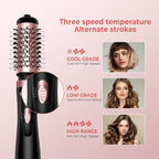 Hair Dryer Brush, 3-in-1 Rotating Round Hot Air Spin Brush Set with 2 Brushes (2" & 1.5"), Negative Ionic Blow Volumizer, 2 Detachable Auto-Rotating Curling Brush 100-120V