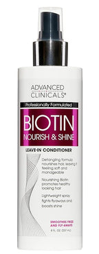 Advanced Clinicals Hair Spray Thicken & Shine Leave In Treatment, Nourishing Detangling Formula for Fine, Damaged, or Frizz Prone Hair, Supports Scalp Health for Strong Thick Hair, 8 Fl Oz
