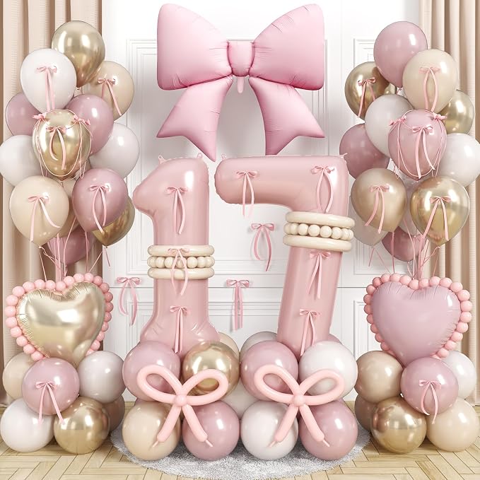 40 Inch Dusty Pink 17 Number Balloon by Jobkoo
