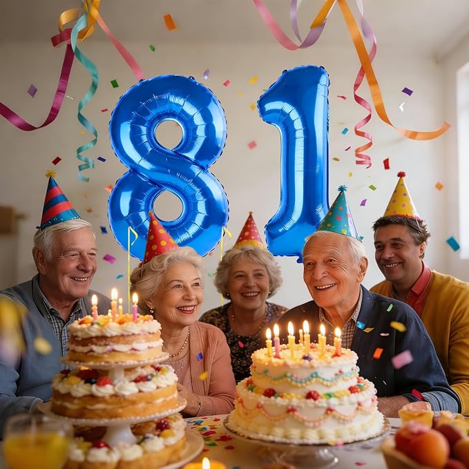 40 Inch Number 81 Balloons for 81st Birthday Party Decorations, 0-100 Dark Blue - Image 2