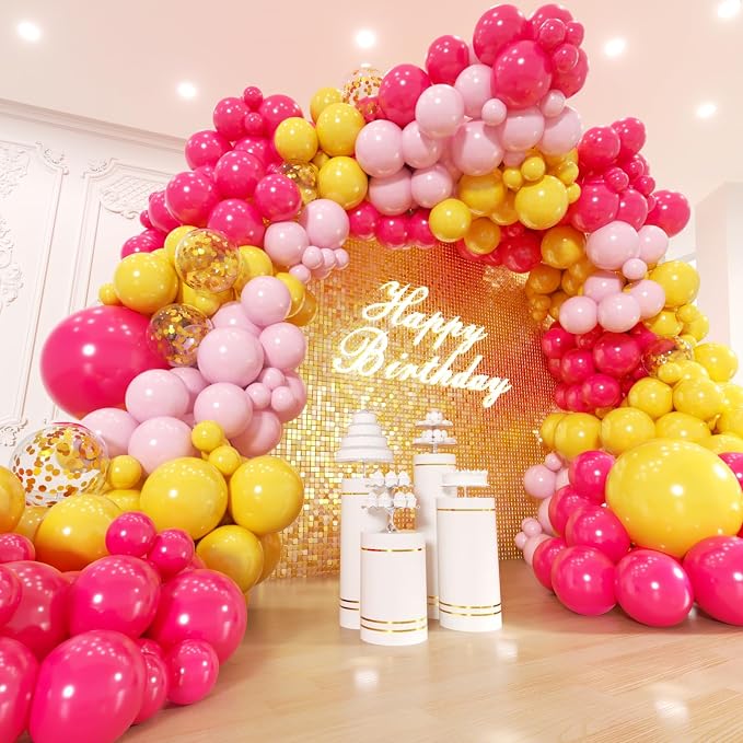Pink and Yellow Balloons Garland Arch Kit 150Pcs by Unknown