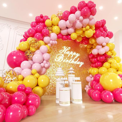 Pink and Yellow Balloons Garland Arch Kit 150Pcs by Unknown