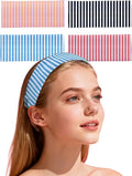 4 Pack Wide Striped Headbands for Women Non Slip Soft Cloth Fabric Headbands Hair Accessory Wear for Yoga Fashion Running Sports