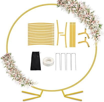 6.6FT Round Metal Arch Backdrop Stand, Metal Wedding Arches Frame | Gold Circle by DEVISEFUN