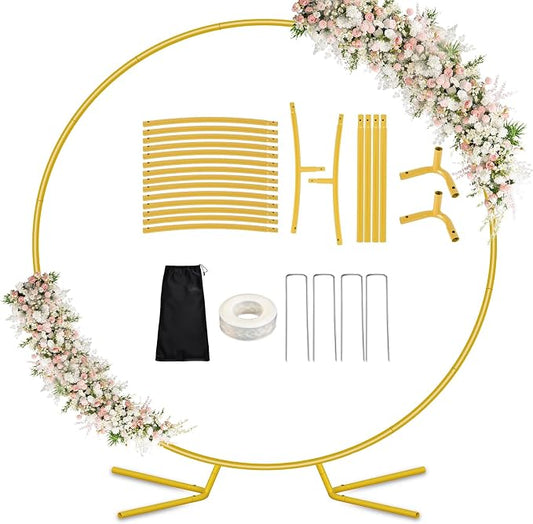 6.6FT Round Metal Arch Backdrop Stand, Metal Wedding Arches Frame | Gold Circle by DEVISEFUN