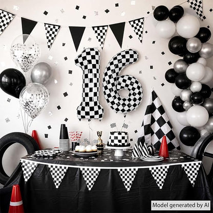 40 Inch Checkered Number 16 Balloon, Foil Balloon - Image 7