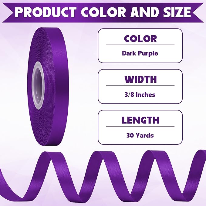 3/8In30Yards Dark Purple Thin Ribbon - Image 2