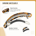 Large Hair Barrettes for Women Beautiful Lines Simple Retro Classic Snap French Hair Clips, Fashion Hair Accessories for Women Thick Hair 3 Pcs (HJ-Tortoise Shell)