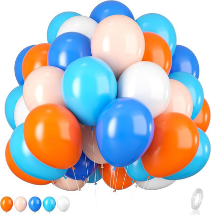 Orange and Blue Balloons, 12 Inch Orange White Blue Balloon Pastel Orange Royal by BIAPIAN