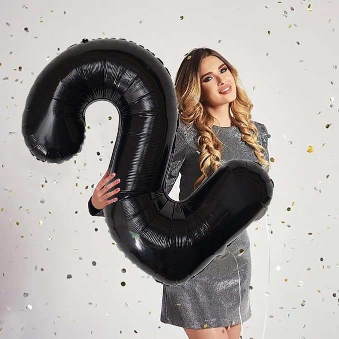 Number Balloons Black Party Balloon - Image 5