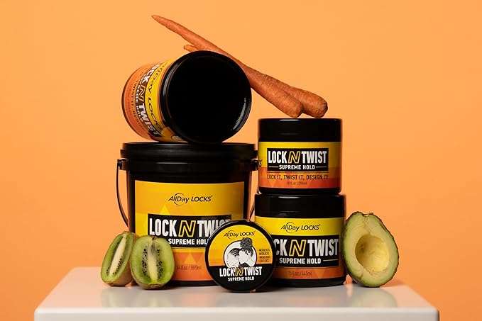 AllDay Locks Lock N Twist (5 oz) | Supreme Hold, No Frizz or Flaking | Hydrating, Nourishing Locking Gel | Grape & Avocado-Infused | Lock & Twist Braids, Locks, Twists, Cornrows | 5 oz