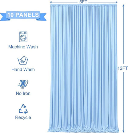 10 Panels Baby Blue Backdrop Curtains - Image 5
