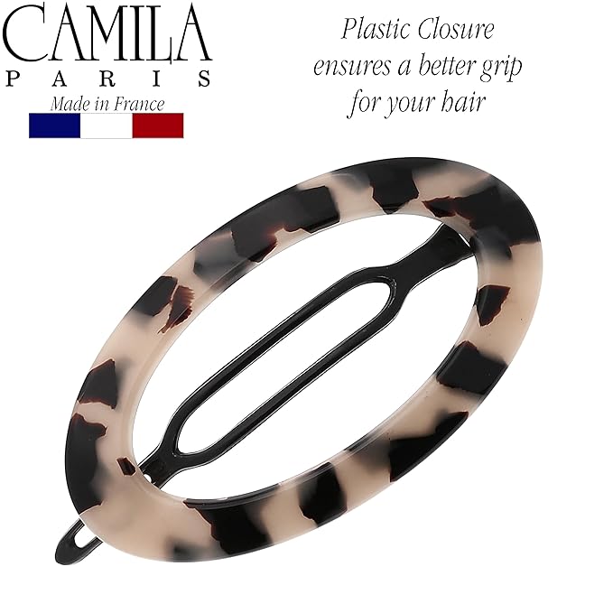 Camila Paris CP2803 French Hair Barrette Clip for Women, Handmade, Flow, Slide-in Metal-Free Closure, Strong Hold Grip Hair Clips for Girls, No Slip Durable Styling Hair Accessories, Made in France