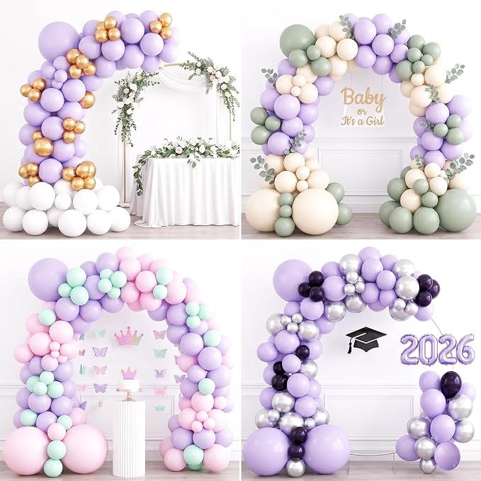 104pcs Pastel Purple Balloons Garland Arch Kit, 18 12 10 5 Inch | Macaron Light - Image 5