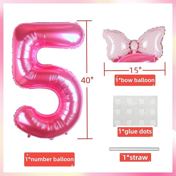 40 inch Pink Number 5 Balloon - Image 6