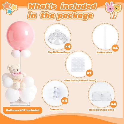 4 Set Balloon Stands for Table Clear 15.75 in Adjustable | Balloon centerpieces - Image 4