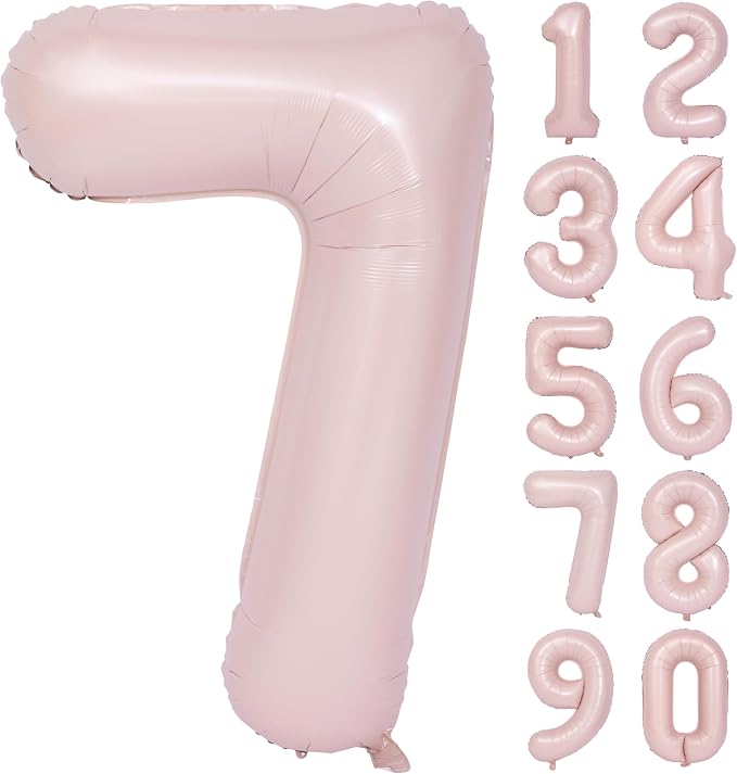 40 In Matte Pink Number Balloons Helium Foil Mylar Balloon Party Digital 7 | by Exquisitehighqualitypartydecorationstomeetyoureveryneed%EF%BC%81