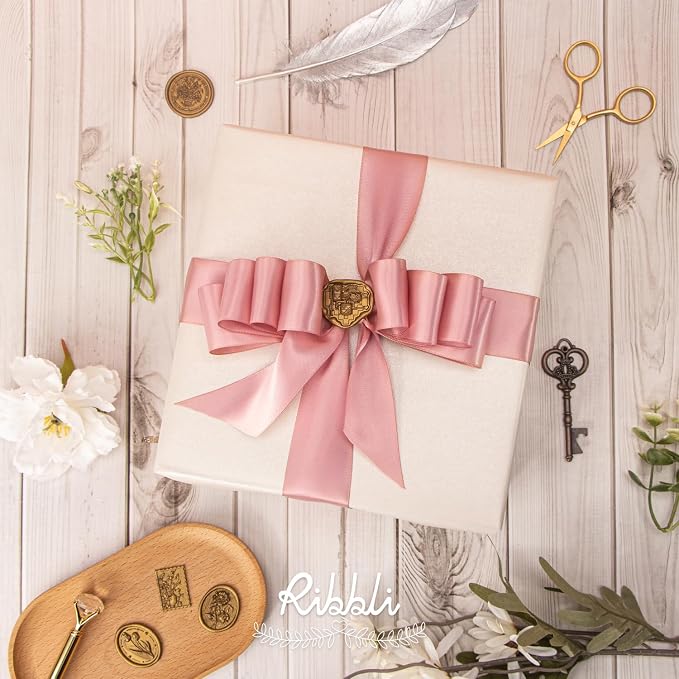 Ribbli Rose Gold Double Faced Satin Ribbon, 1-1/2” x Continuous 25 Yards - Image 2