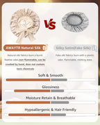 AWAYTR Silk Bonnet for Sleeping Women 100% Mulberry Silk Bonnet with Band 2 Layer Reversible Hair Bonnet Sleeping Hair Wrap (Champagne/Beige)