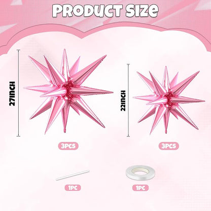 Pink Star Balloons, 22/27 Inch Pink Star Foil Balloons, Aluminum Foil Balloon - Image 2