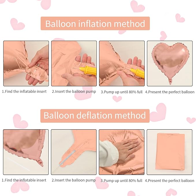 Rose Gold Foil Heart Balloons, Valentines Balloons 18inch Foil Balloons - Image 8