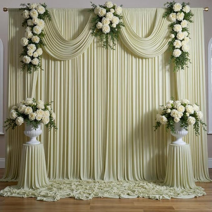 30 ft x 10 ft Wrinkle Free Light Green Backdrop Curtain - Image 2