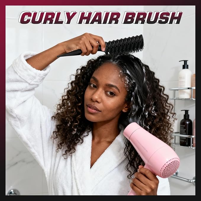 Candy Brush Curl Defining Vented Hair Brush for Effortlessly Blow Drying Detangling and Shaping and Styling, Airflow Wet Hair Brush for All Hair Types for Women and Men, Anti-Pull & Frizz, Black