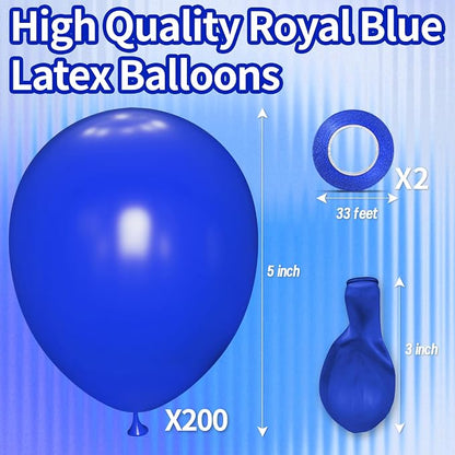200pcs Royal Blue Balloons 5 Inch, Small Mini Latex Balloons - Image 2