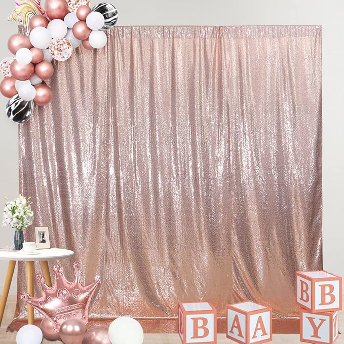SquarePie 20x10ft Rose Gold Sequin Backdrop, High Density Non-Transparent - Image 8