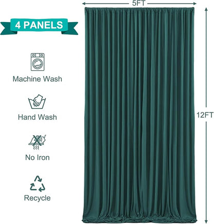 4 Panels Hunter Green Backdrop Curtains - Image 5
