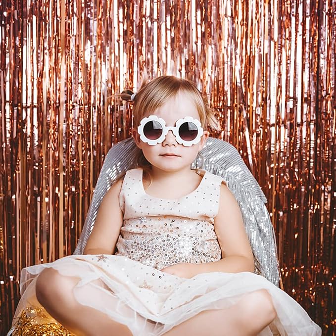 10 Pack Foil Curtain Backdrop Rose Gold Metallic Tinsel Foil Fringe Curtains - Image 3
