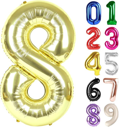 8 Balloon - Champagne Gold Birthday Number Balloons, 40 Inch Decorations | by ALPHADELTAPI