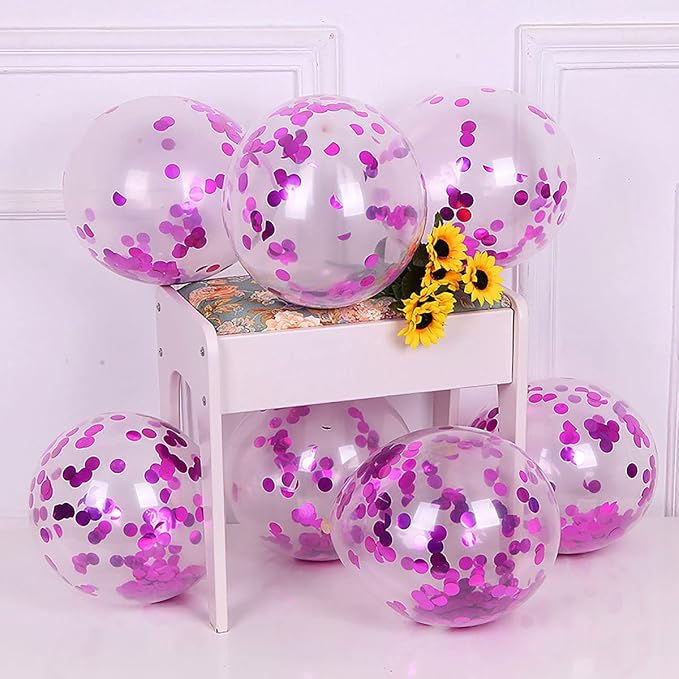 50pcs Hot Pink Foil Confetti Balloons, 12 inch Latex Balloon - Image 4