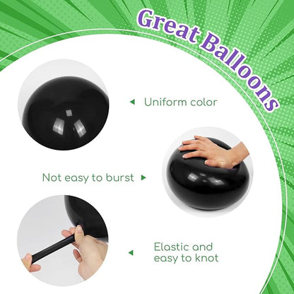 60pcs Green Purple and Black Balloons 12inch - Image 3