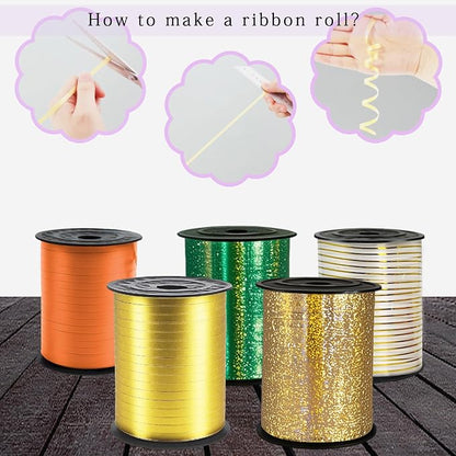Golden Curling Ribbon, 500 Yard Golden Ribbon, 1/5" Curly Ribbons, Balloon - Image 5