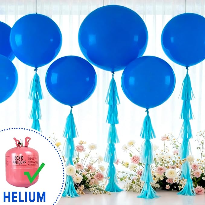 PartyWoo Royal Blue Balloons 4pcs Dark Blue Latex Helium Balloons 36 Inch | - Image 4