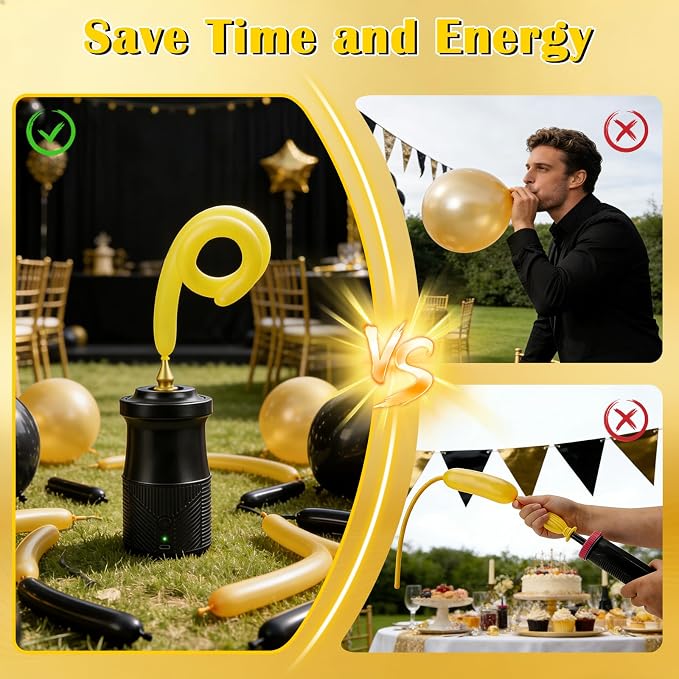 AXHJ Electric Balloon Pump, Portable Electric Air Balloon Pump Dual Nozzle Air - Image 5