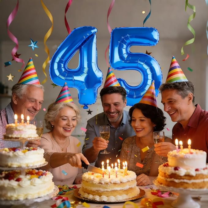 40 Inch Number 45 Balloons for 45th Birthday Party Decorations, 0-100 Dark Blue - Image 2