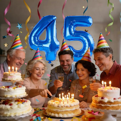 40 Inch Number 45 Balloons for 45th Birthday Party Decorations, 0-100 Dark Blue - Image 2