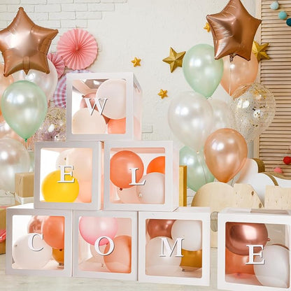 Baby Boxes for Baby Shower White Clear Balloon Box Blocks Gender Reveal - Image 5
