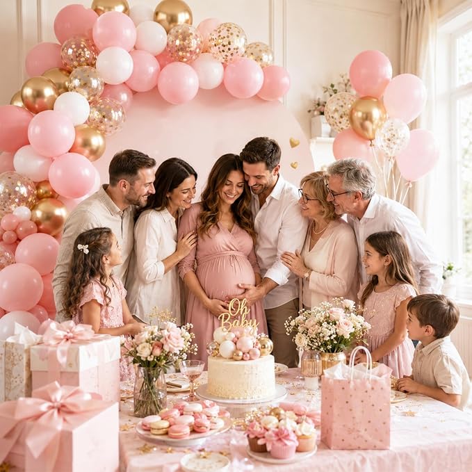 Dusty Pink Balloons, 12 Inch Dusty Pastel Pink and White Confetti Balloon - Image 4