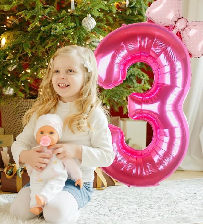 40 inch Pink Number 3 Balloon - Image 5