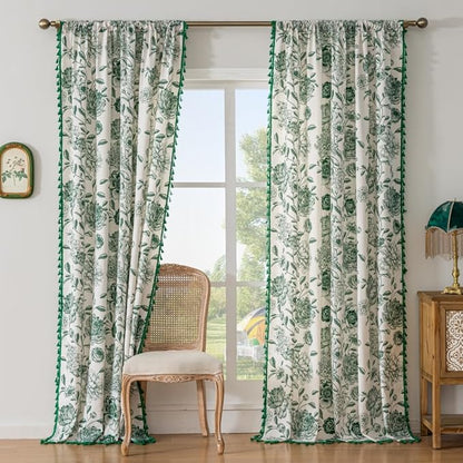 F-CHU Boho Curtains for Living Room 96 Inch Length French Country Floral Drapes - Image 5
