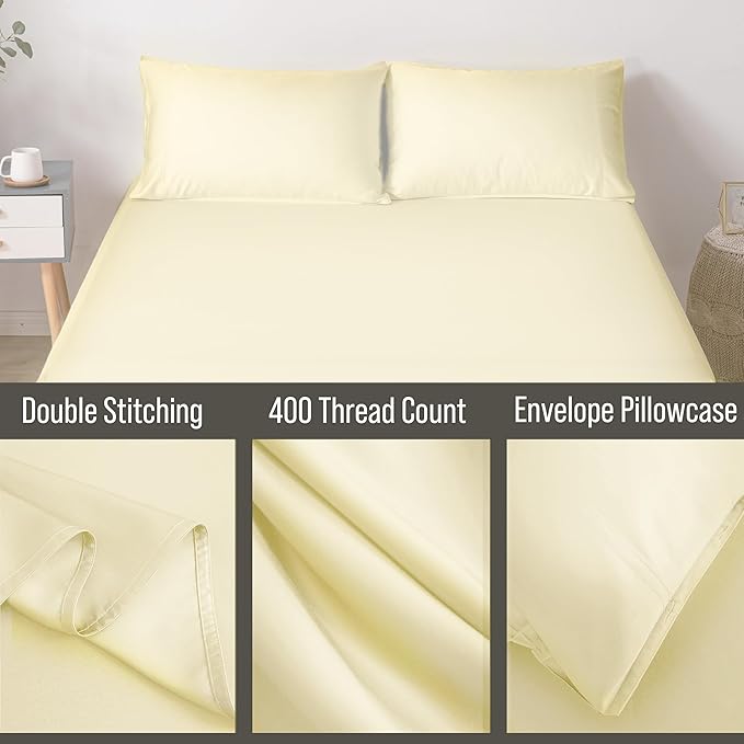 Bella Coterie | Luxury Bamboo Viscose King Size Pillowcase Set | 100% Organically Grown | Ultra Soft | Cooling | 2 Pcs [Lemonade]