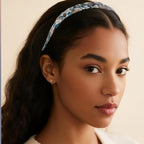 Acetate Hairbands for Women - Non-Slip Thin Headbands with Teeth, Eyewear-Friendly Design, 90s Retro Hair Accessories, No Pressure & No Headache Sunglasses Headband (Blue Marble)