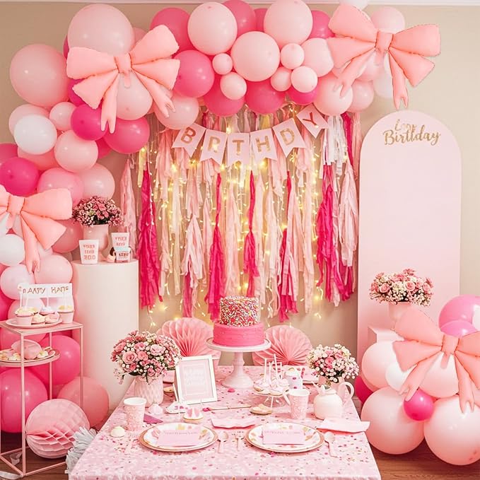 Vuzvuv 5 Pcs 30 Inch Foil Pink Bow Balloons - Image 6