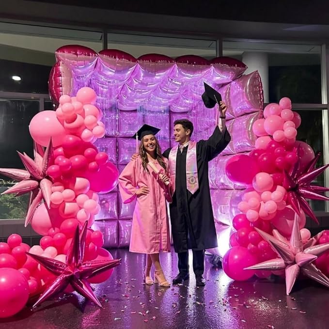 HILAVO Hot Pink Square Foil Balloon Wall - Image 7